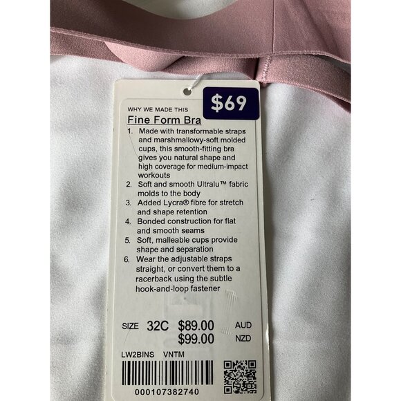 Lululemon Fine Form Bra *Medium Support, A–E Cups Vintage Mauve size 32 C - Picture 5 of 5